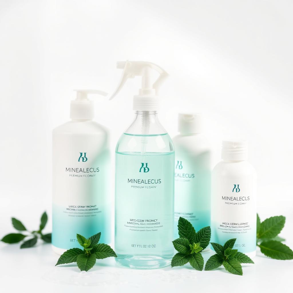 Prokshi premium cleaning product range with mint and aqua palette